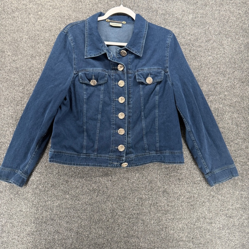 Landhaus C&A Naturally Jacket Womens L Blue Denim Metal Button Up Long Sleeve